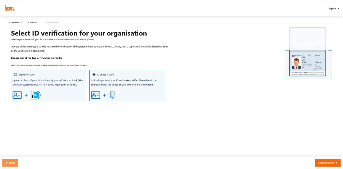 Select verification method screen