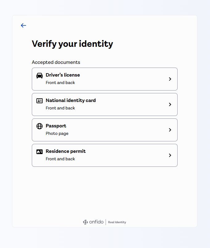 Accepted documents screen