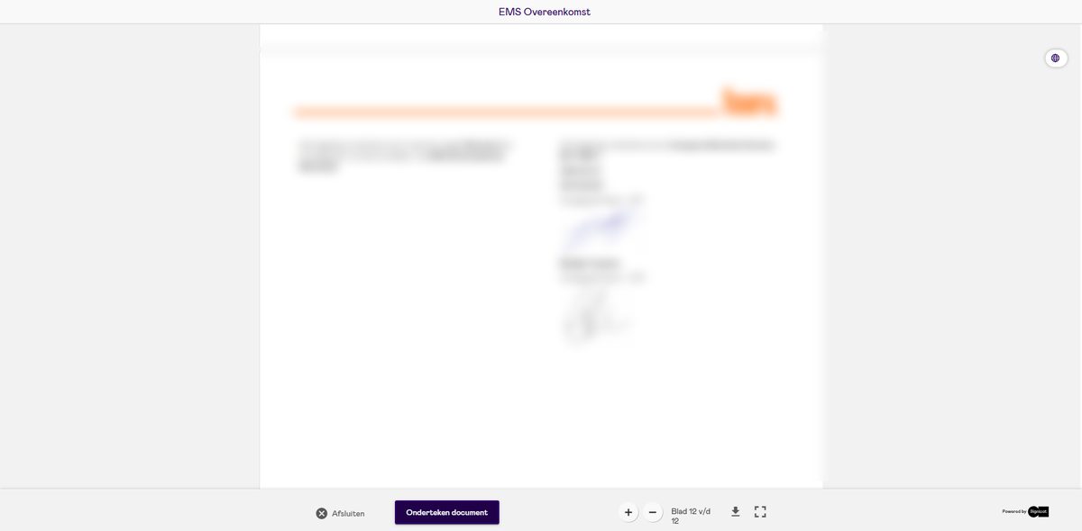 EMS agreement signing screen